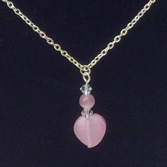 Cats eye glass heart necklace - Picture 2 of 2